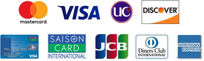 master card / visa / uc / DISCOVER / SEIBU PRINCE CLUB / SAISON CARD / JCB / Diners Club / AMERICAN EXPRESS