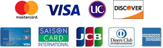 master card / visa / uc / DISCOVER / SEIBU PRINCE CLUB / SAISON CARD / JCB / Diners Club / AMERICAN EXPRESS